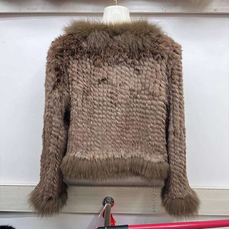 2025 Fashion Natural Rabbit Coats Knitted Women's New Real Fox Fur Jackets Woman Clothing Outwear