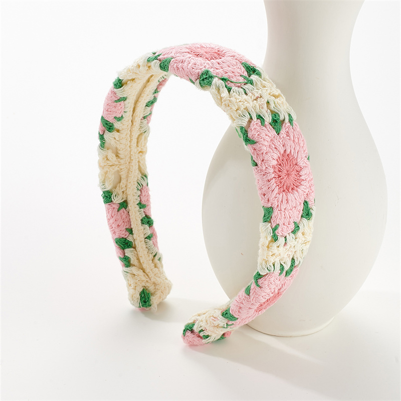 New holiday style knitted hair bands flowers hollow women's French headband rustic style hair accessories