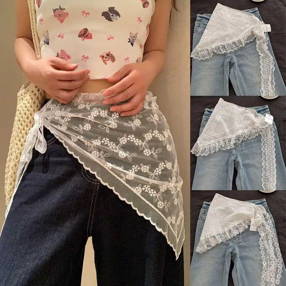 Retro Lace Trim Scarf Women Summer Lace Triangle Headscarf Embroidered Lace Neck Scarf Sweet Headband Lace Belt Accessories W250602