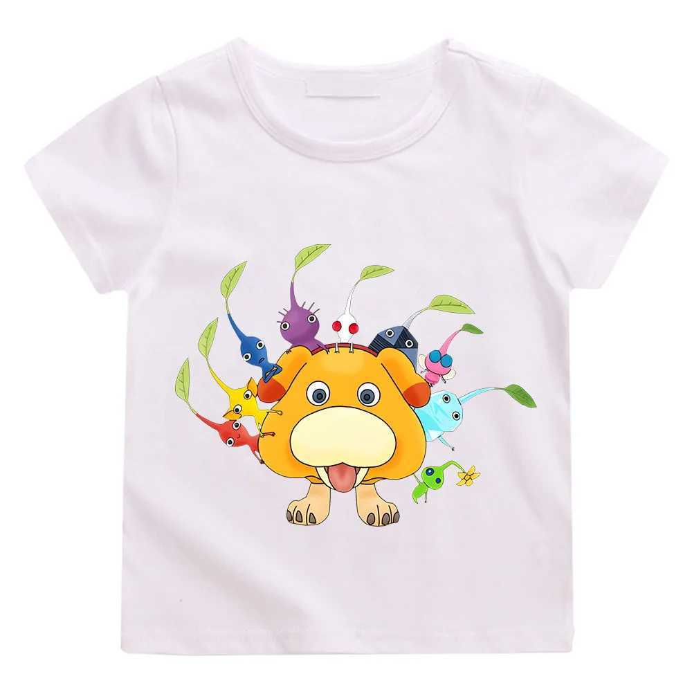 Pikmin Hot Sale Video Game Print Cartoon Kids T-Shirts Cute Funny Girls Clothes Summer Short Sleeve Baby Boys T Shirt Graffiti T250603