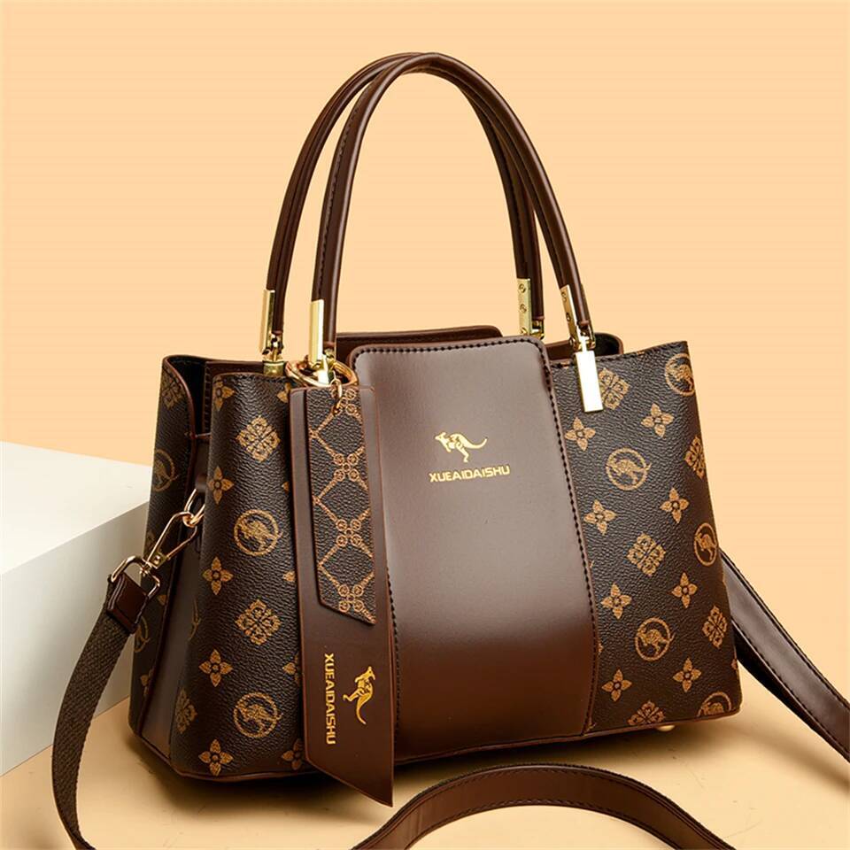 Fashion Print Large Capacity Soft Leather Women Shoulder Crossbody Bag Leisure Designer Ladies Purses and Handbag