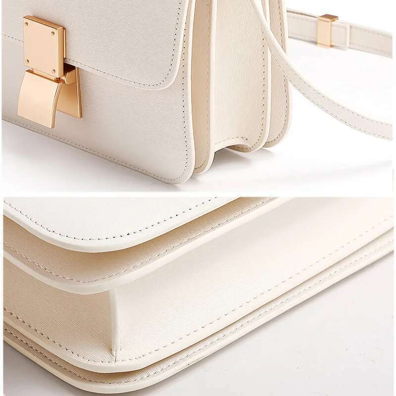 Women Shoulder Female Split Leather Ins Vintage Messenger Lady Small Square Palm Texture Printing Box Flap Underarm Bag