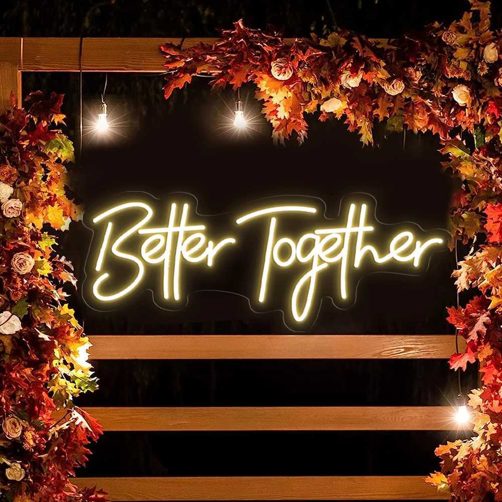 Better Together Neon LED Sign For Wedding Neon Light Sign Party Room Decor Mr And Mrs Neon LED Lights Bedroom Wedding Decoration XJ250602