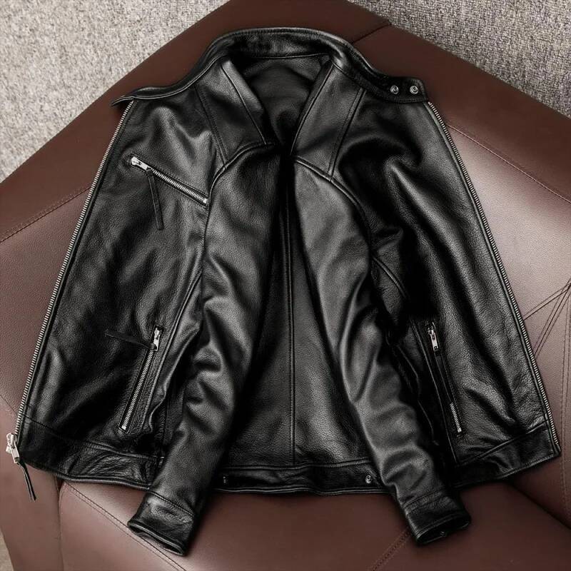 Shanlidadi Spring New Casual Versatile Jacket Men's Fashion Stand-Up Collar Leather Jackets Youth