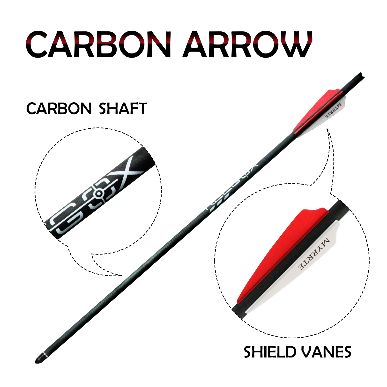 Crossbow Arrows without Arrow Tips 20 inch Carbon Shaft Crossbow Bolts Arrows Half-Moon Nocks Archery Hunting Arrow (Pack of 6)
