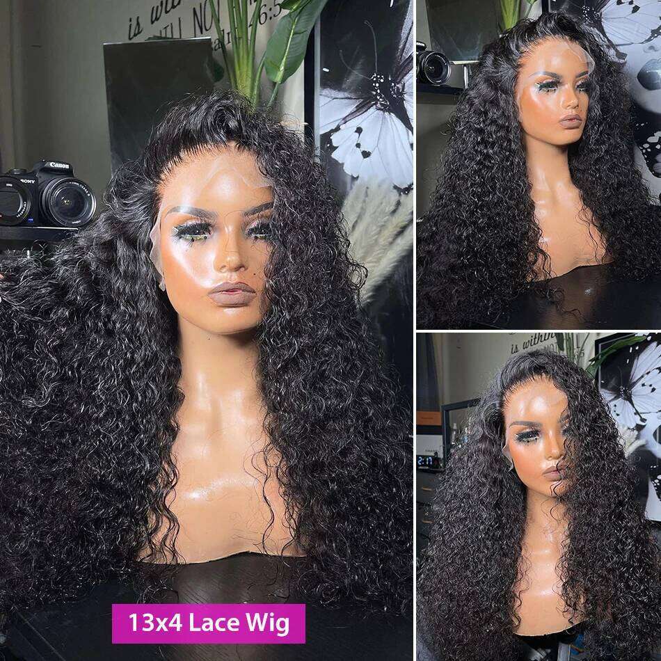 13x4 Jerry Front Deep Kinky Curly Human Hair Wigs Brazilian 4x4 HD Transparent Lace Frontal Closure Wig For Women