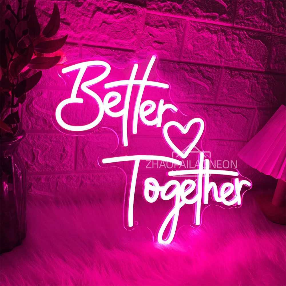 Better Together Neon LED Sign Wedding Wall Hanging Decor Neon Lights USB Wedding Bedroom Room Art Decoration Neon Signs XJ250602