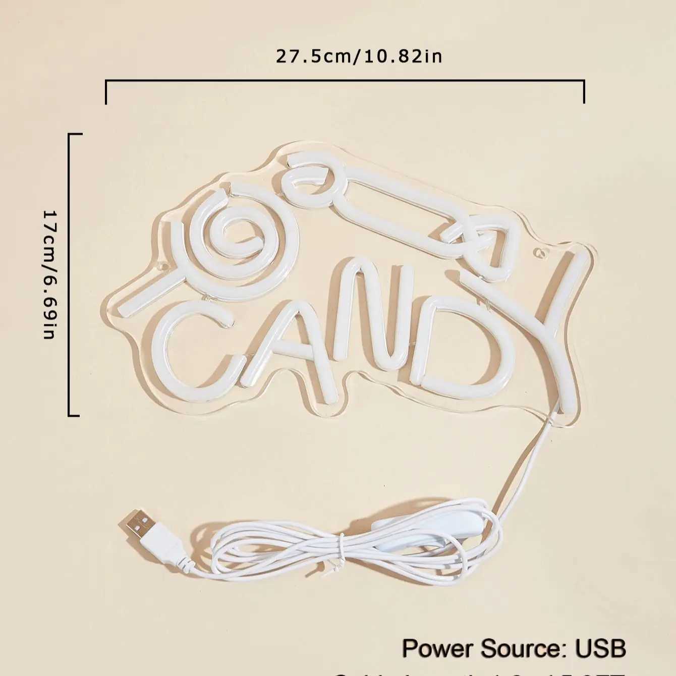 Chi-buy LED Neon Candy USB Powered Neon Signs Night Light 3D Wall Art Game Room Bedroom Living Room Decor Lamp Signs XJ250602