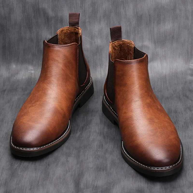 Mens Dress Boots Fashion Chelsea Boots Brand Business Casual Leather Boots British Style Short Boots for Men Ankle Boots Botas2024 XJ250602