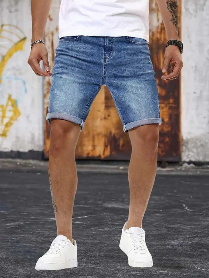 1PC Mens Popular American Street Denim Shorts High-end Simple Design Denim Casual Suitable for Daily Wear Denim Shorts T250603