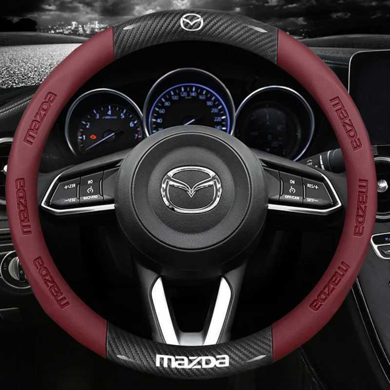 38cm car leather steering wheel cover carbon fiber for Mazda CX-30 CX-3 CX-8 CX-5 CX3 CX5 CX4 cx30 cx8 car accessories R250603