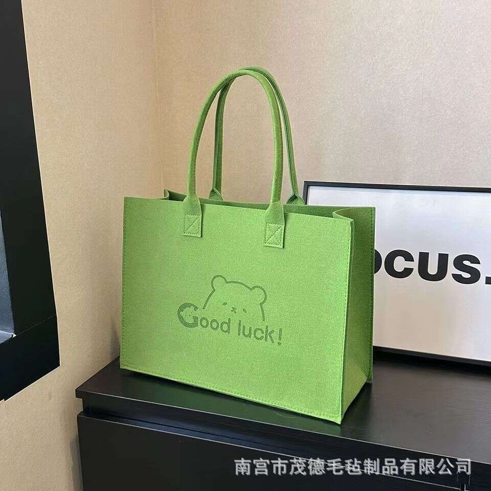 New Cute Bear Large Capacity Felt Shopping Single Shoulder Tote Bag
