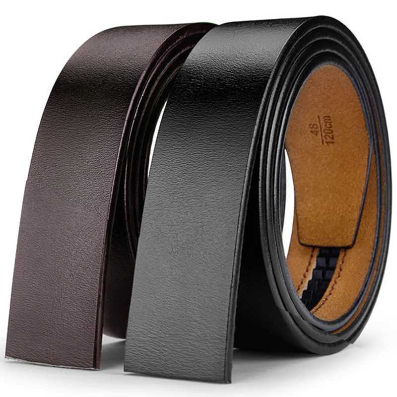 New Mens Genuine Leather Belts for Automatic Buckle Men Fashion No Buckle Belts Straps High Quality Black Brown Waistband 3.5cmXJ250602