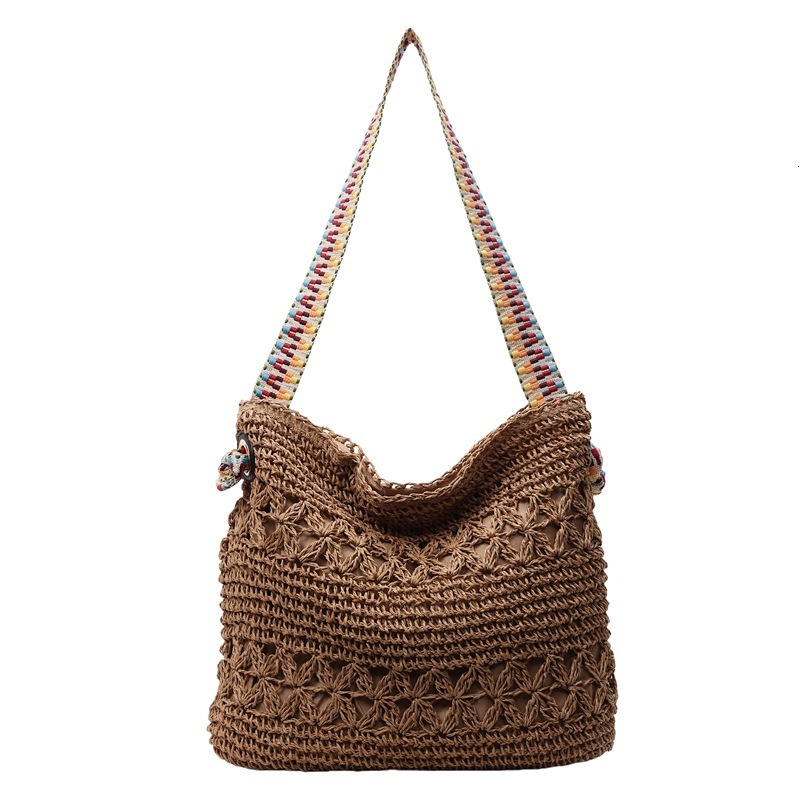 designer Vacation Style Beach Straw Bag for Women 2025 New Lazy Style Woven Bag Large Capacity Fashionable Shoulder Underarm Bag