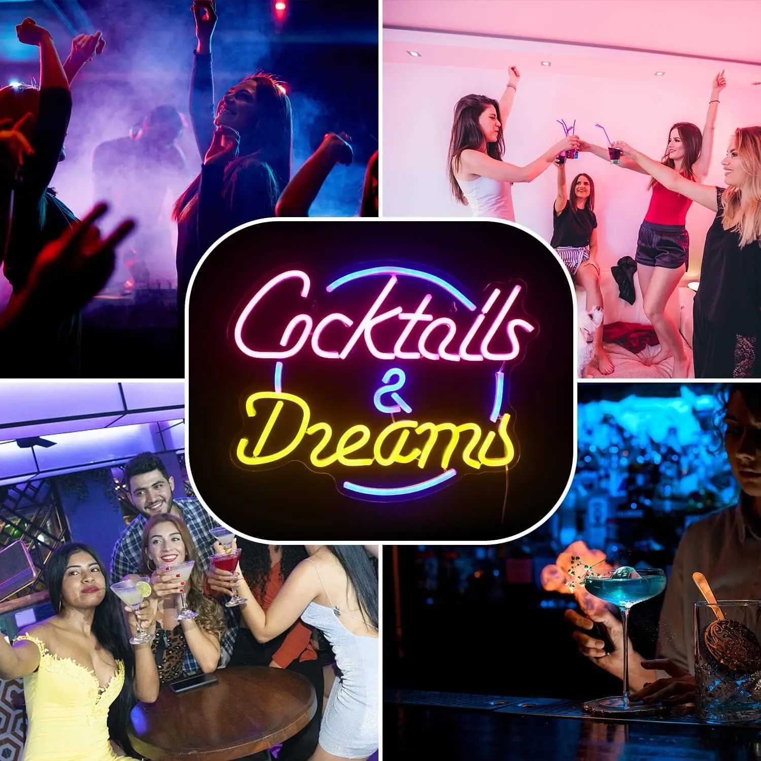 Cocktails Dreams Neon sign Suitable for bar wall decoration can be powered by USB Adjustable LED lights XJ250602