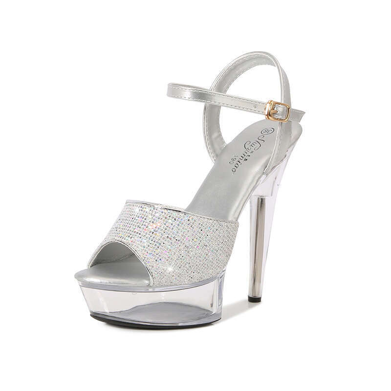 Super High Heels 13Cm Patent Leather Super Heels Crystal Stiletto Rhinestone Waterproof Platform Sexy Extreme High Sandals Platform High Heels