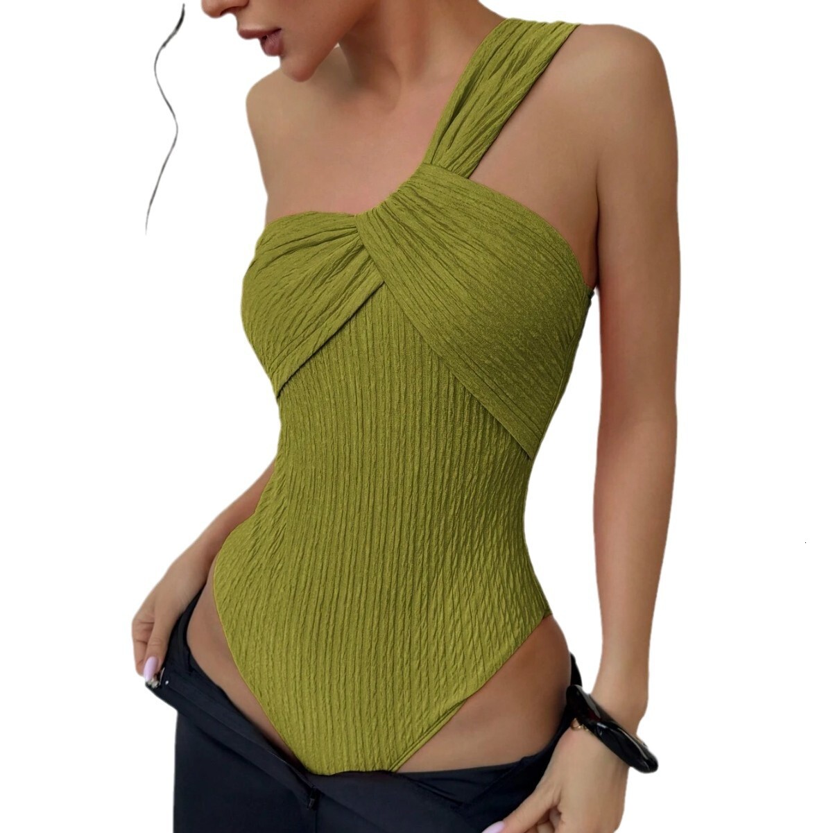 Outdoor Summer Beach Sexy Womenfree Shipping 2025 New Designer Shoes 2025 New One-piece Pleated Fabric Bikini Women's Single Shoulder Sexy Fashio