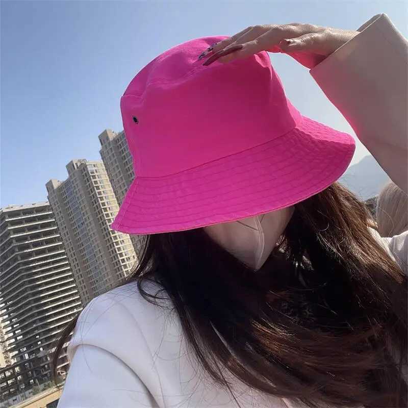 Fluorescent Bucket Hat Women Summer Hat Men Green Sunscreen Shade Street Wash Basin Panama Hat Mens Caps W250602