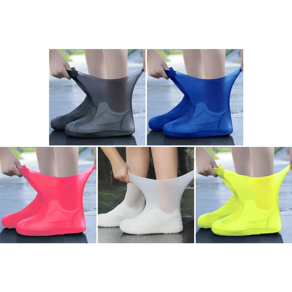 1 Pair Latex WaterProof Shoe Covers Unisex Shoes Protectors Reusable NonSlip Rain Boot Overshoes Walking Accessories 250528