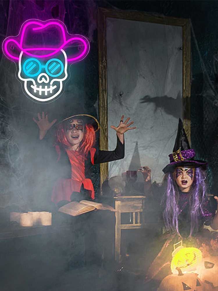 Skull Neon Sign for Wall Decor Skull LED Neon Light for Bar Party Man Cave Halloween GiftsXJ250602