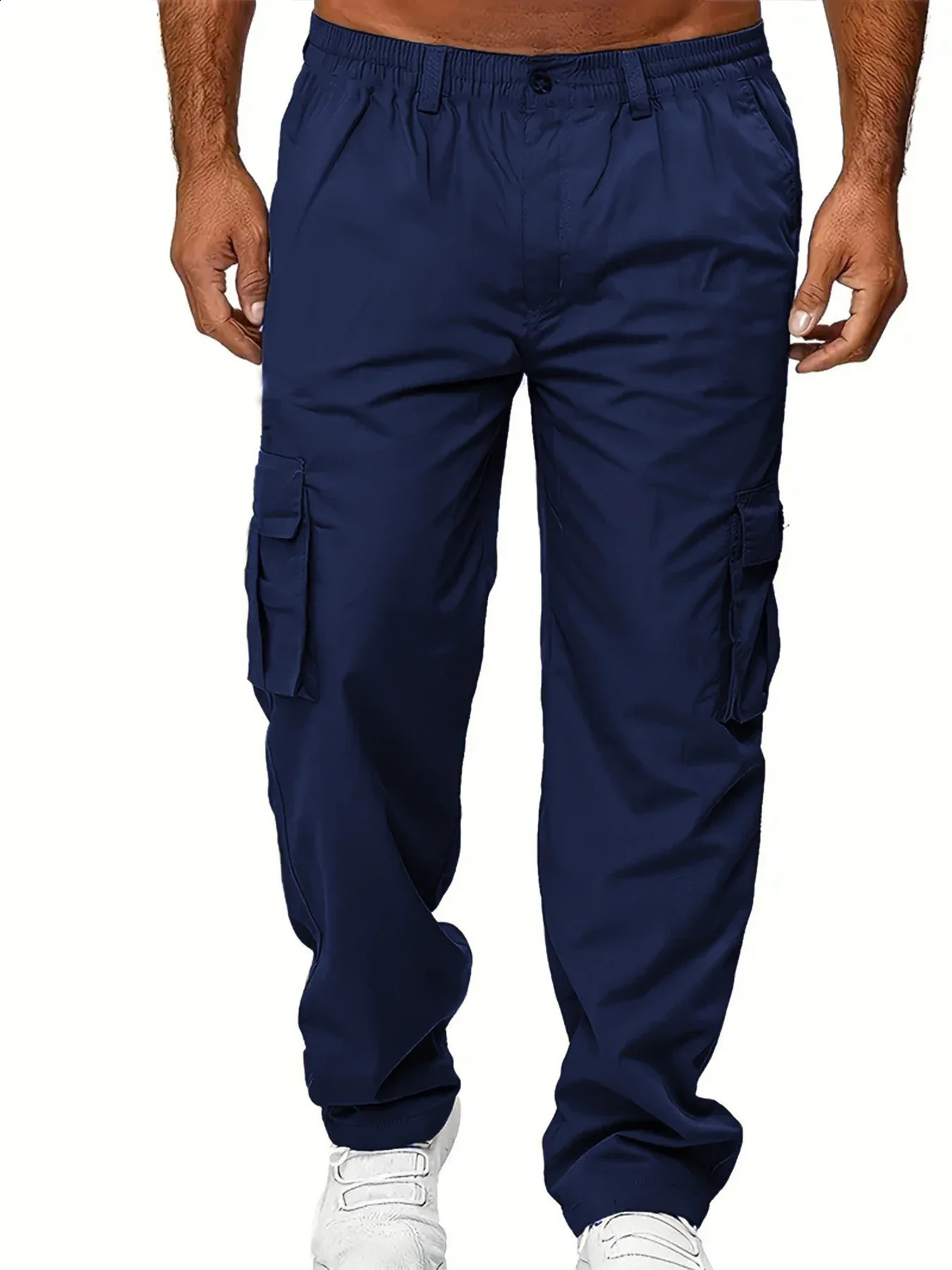 Mens Cargo Pants Sweatpants Outdoor Loose Straight Long Trousers Summer Casual Multi-Pocket Durable Workwear Male Trousers 250528