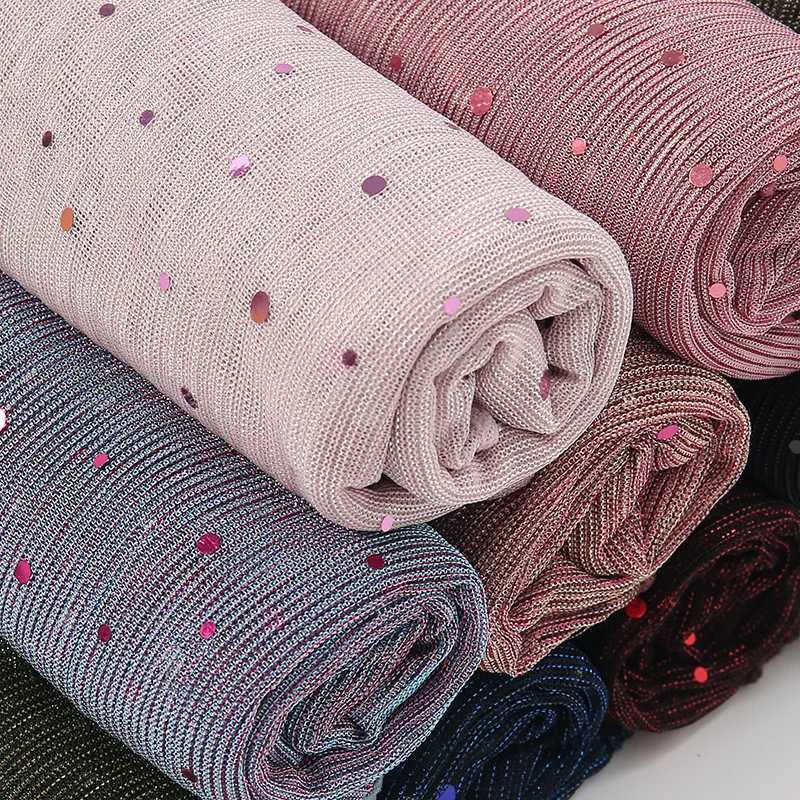 New Sequin Gold Silver Thread Women Scarf Girls Summer Solid Sunscreen Thin Scarves Soft Foulard Shawl Casual Female Wrap Shawls W250602