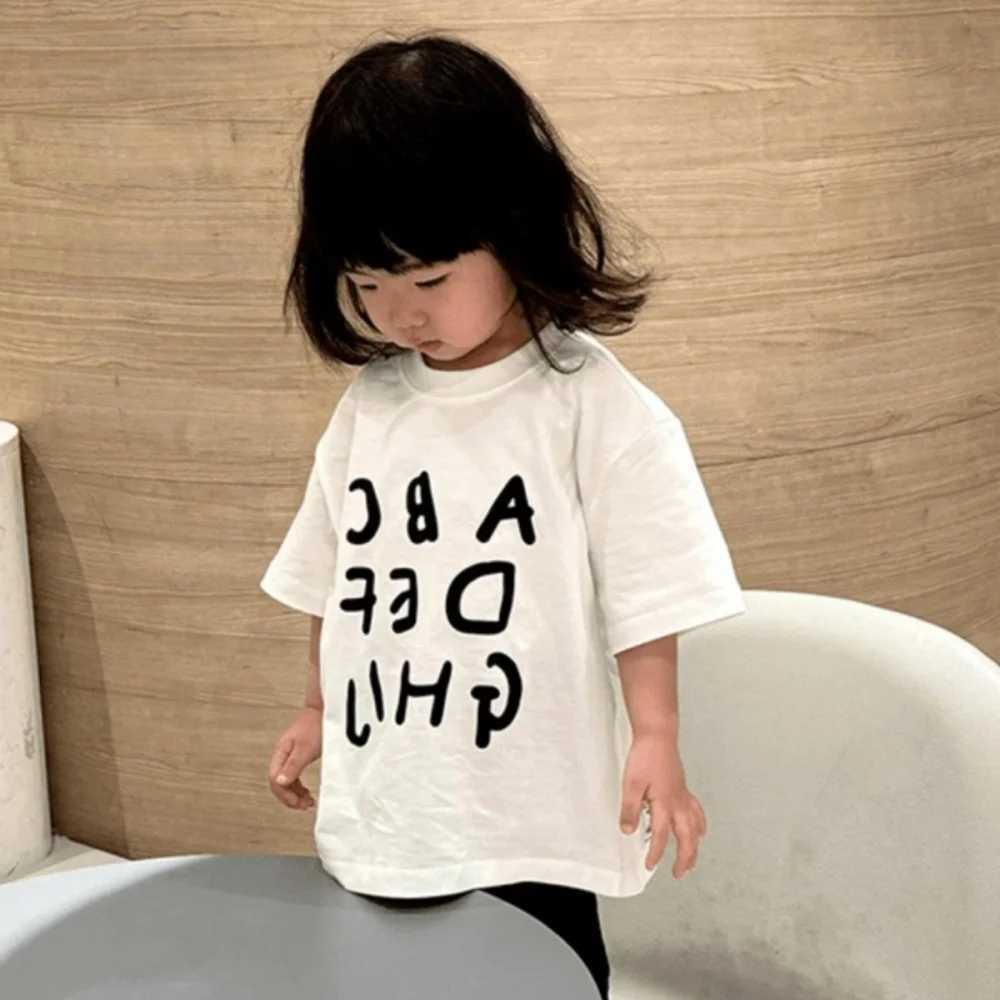 Summer pure cotton short-sleeved baby girl fashionable letter printing half-sleeved T-shirt for boys and girls T250603