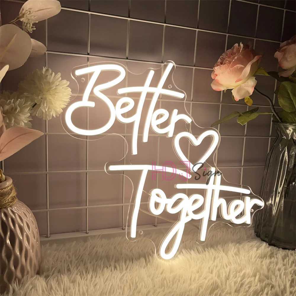 Better Together Neon LED Sign Wedding Wall Hanging Decor Neon Lights USB Wedding Bedroom Room Art Decoration Neon Signs XJ250602
