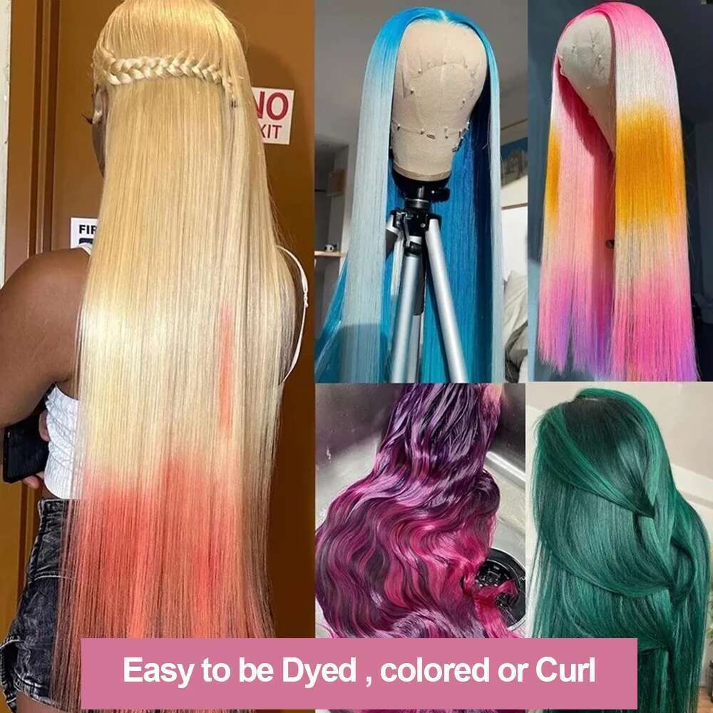 30 40Inch Sier Grey Human Hair Wigs 13x6 Frontal Brazilian Bone Straight Transparent HD 13x4 Lace Front Wig For Women