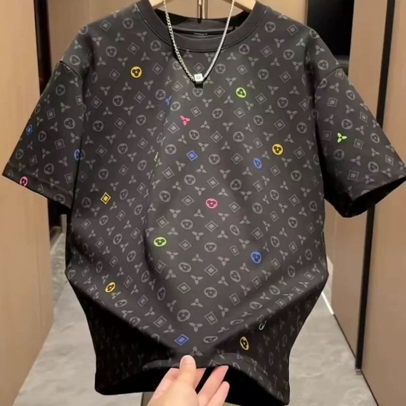 New spring and summer men's T-shirt new fashionable men's round neck high-end T-shirt retro printed floral fashion designer multifunctional 
