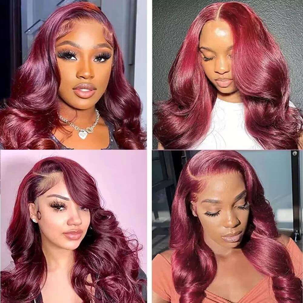 40 Inch 99J Body Wave 100% Unprocessed Human Hair Virgin Brazilian 3/4/5 Double Weft Extension Wine Red Bundles