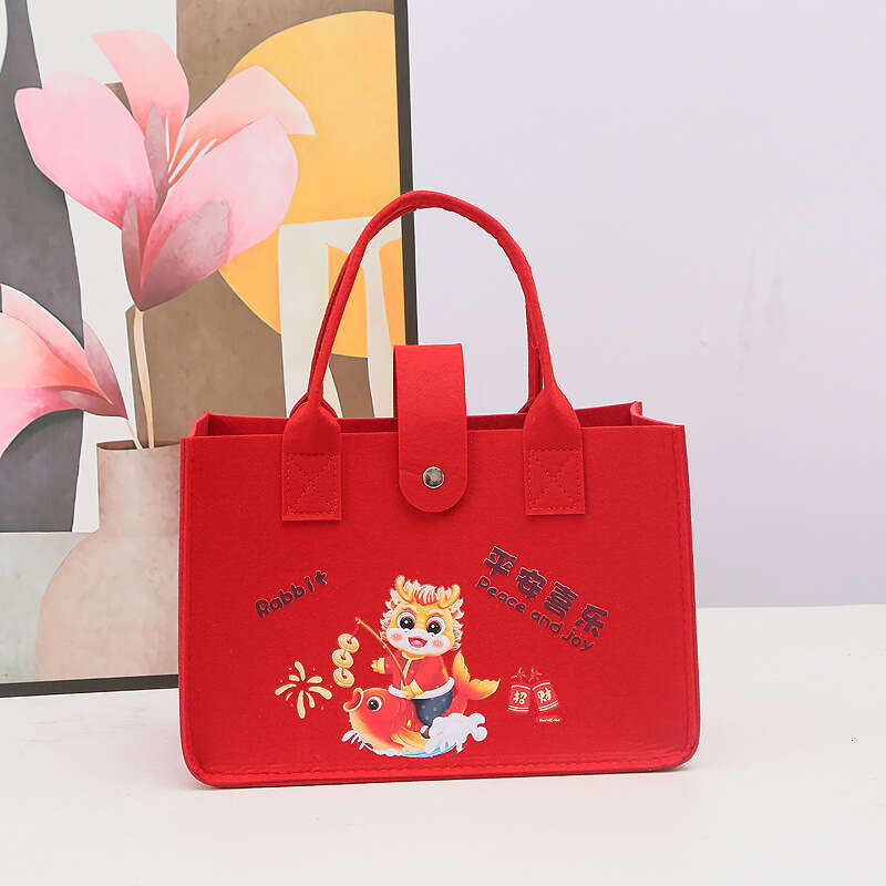 Year of the Dragon New Style Persimmon Felt Tote Bag Fashion Simple Versatile Advertising Wedding Gift Shopping Handbag