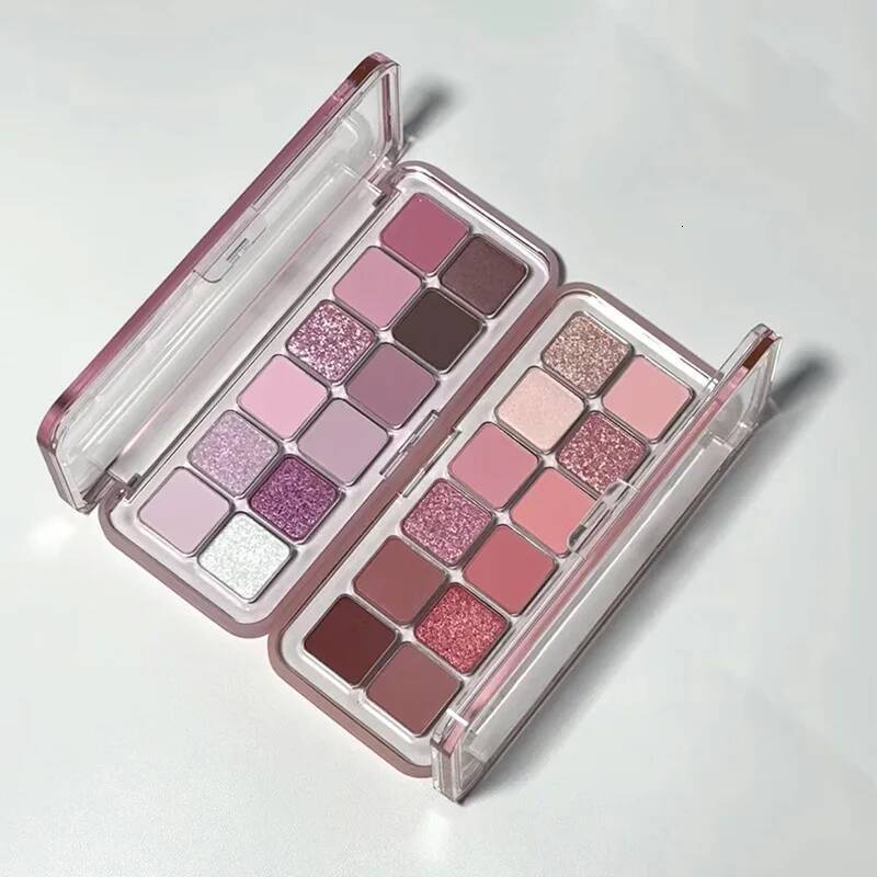 12 Colors Shimmer Matte Eyeshadow Nude Rose Pink Glitter Pigment Eye Shadow Lasting Waterproof Make Up Palette Cosmetics