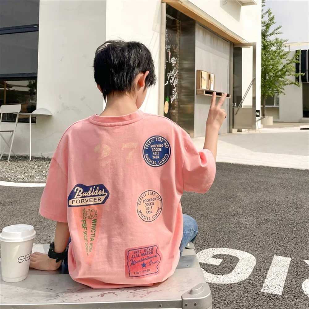 2025 new cotton short-sleeved T-shirt for boys and girls in summer breathable half-sleeved tops trendy summer clothing T250603