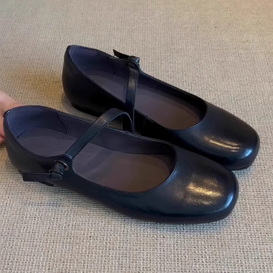 2025 ballet flats heels designer sandals womens loafers balck brown leather mary jane shoes comfort soft sole round toe fashion retro anti-slip women 