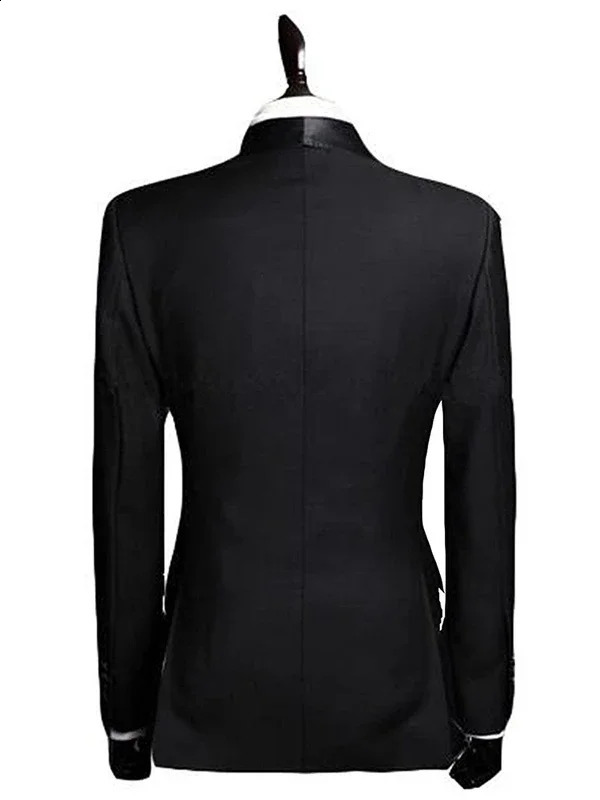 2 Pieces BlackGray Mens Formal Jacket Pants Slim Fit Double Breasted Suits Business Wedding Tuxedos for Men Casual Clothing 250529