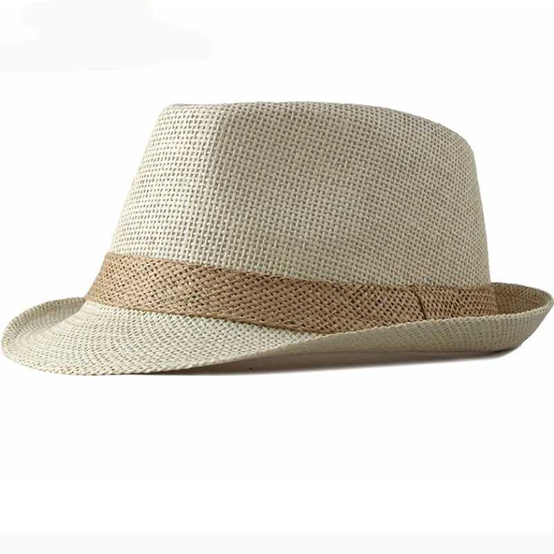 HT2378 Summer Women Men Fedoras Straw Hat Short Brim Trilby Panama Hats Men Straw Beach Sun Hats for Men Breathable Fedora Hat W250602