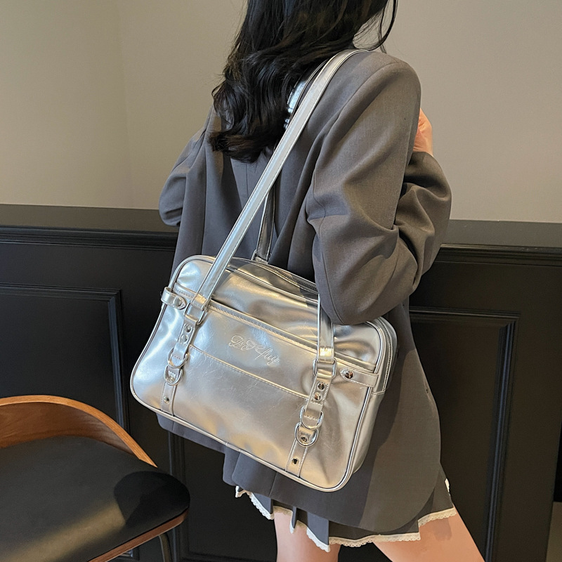 designer Versatile Soft Leather Simple College Style Large Capacity Shoulder Underarm Bag 2025 New Fashion Trend Commuter Backpack