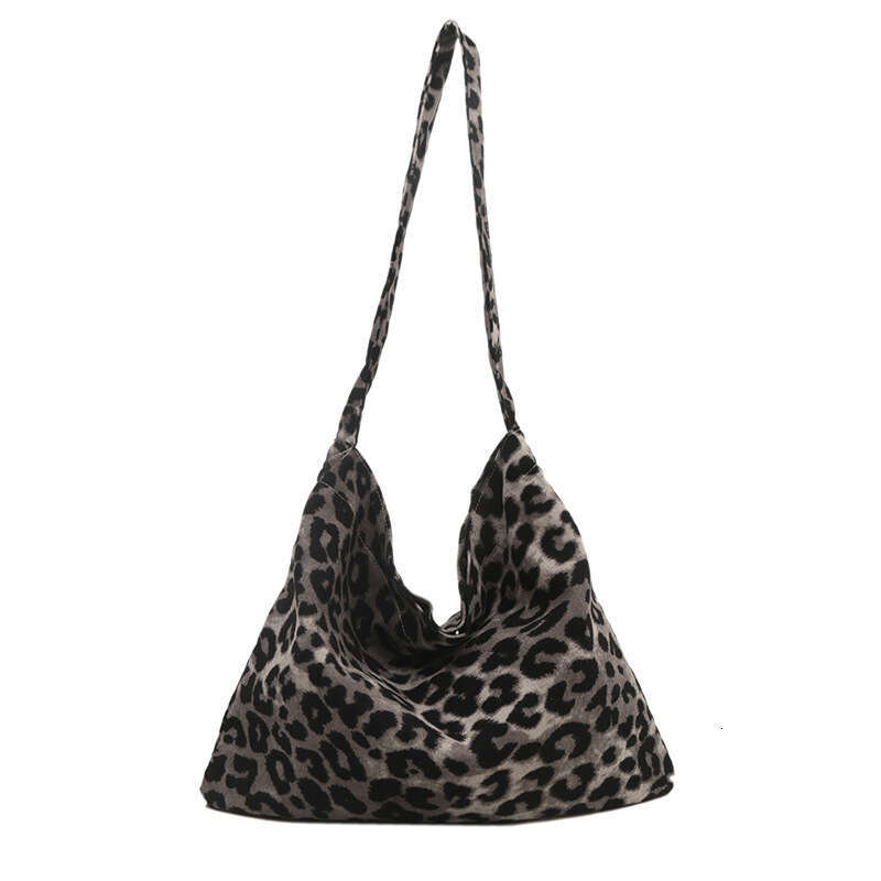 Leopard Print Canvas for Women 2025 New Trend Korean College Style Tote Casual Large Capacity Handbag Shoulder Bag