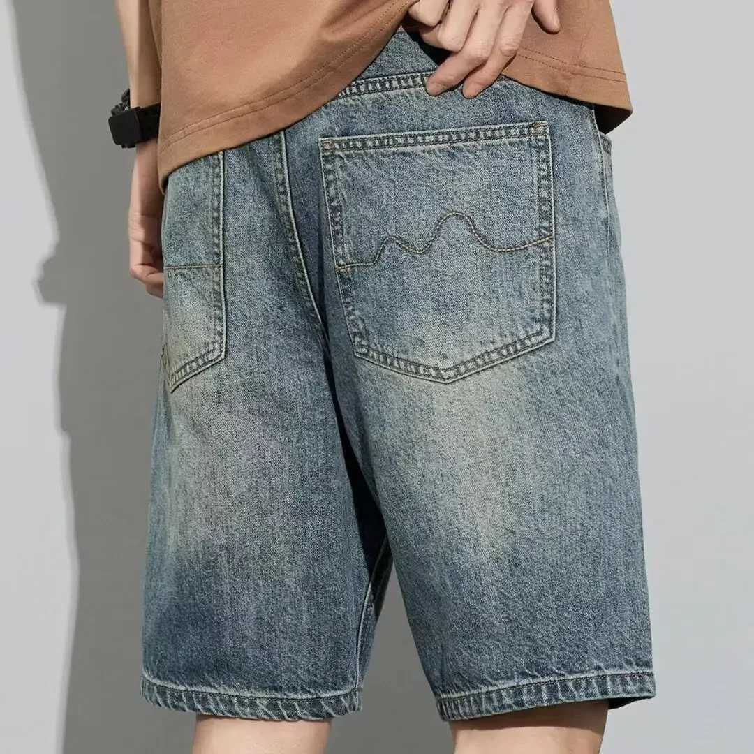 Summer Denim Shorts Mens Loose-Fit Straight-Leg Casual Workwear Pants Washing Five-Piece Jeans T250603