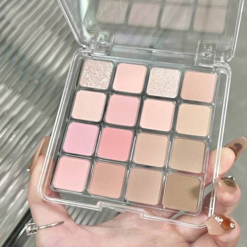 Pearly Glitter Eyeshadow Matte Blue Pink Korean Charming Makeup Palette 16-color Lasting Shiny Eye Pigments Cosmetic