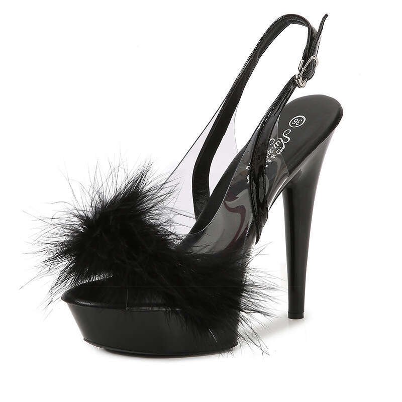 Super High Heels Maomao Hate Sky High Nightclub Stiletto Heels 13Cm Backless Sandals For Women Catwalk Pole Stage Platform High Heels