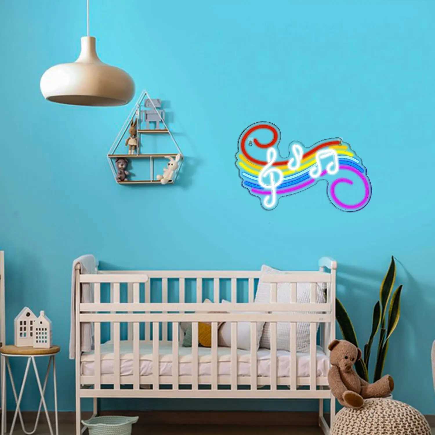 Rainbow Note Neon Light Sign Dimmable LED Neon Sign For Wall Decor Music Party Club Studio Bar Game Room Decor Birthday Art Gift XJ250602