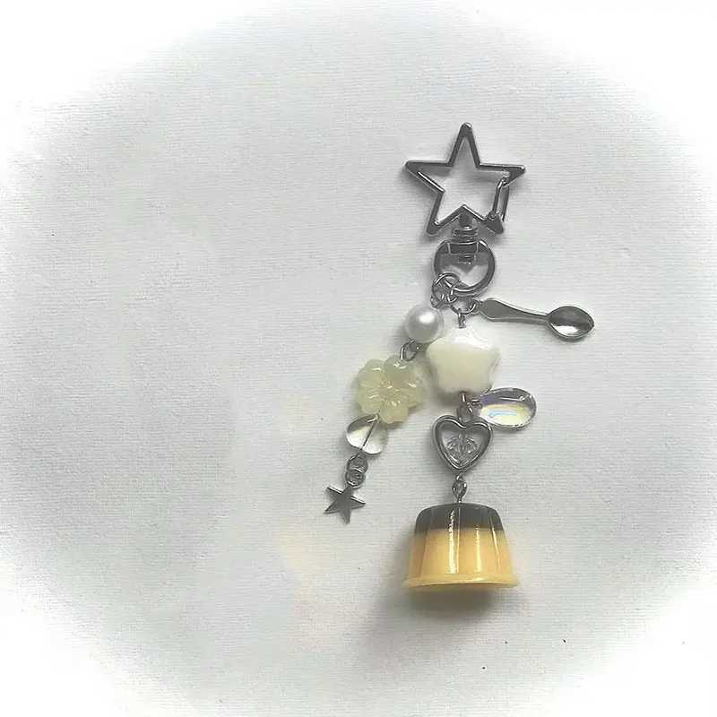 pudding + spoon Japanese retro keychain XJ250602