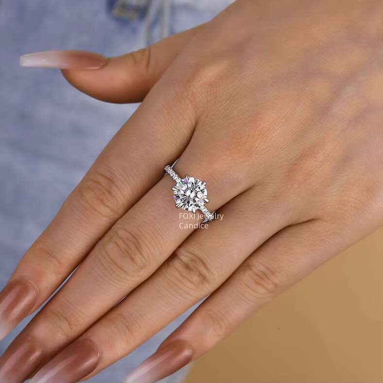 Hot Sale Valentines Day Classic Six-Claw Moissanite Ring S925 18K Gold Inlaid High Quality Classic Jewelry