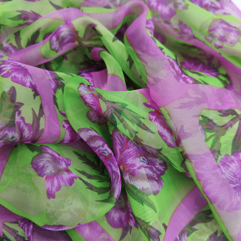 for Women Fashion High-end Imitation Silk Soft Gauze Shawl Versatile Thin Sun Protection Neck Warmer Floral Scarf