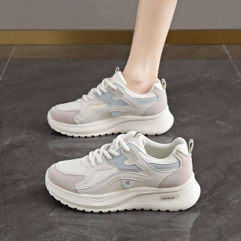 CRLAYDK Lightweight Chunky Sneakers For Women Lace Up Platform Walking Shoes Casual Running Ladies Sports Leather Tennis