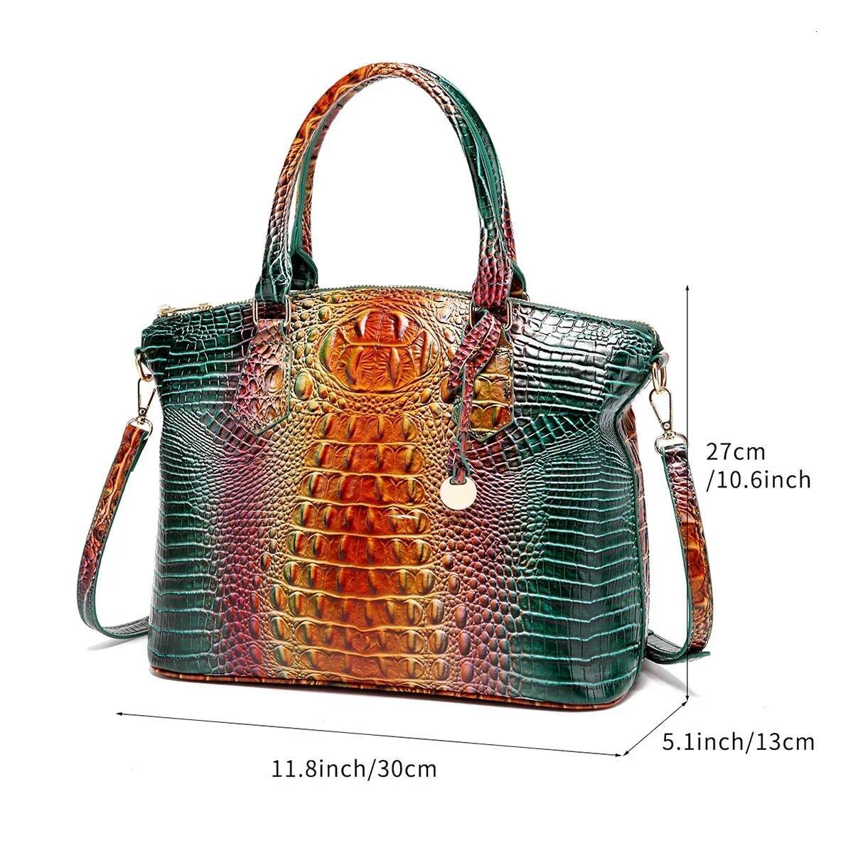 2025 New Crocodile Pattern Embossed Handbag Fashion Crossbody Bag Mixed Color Designer Women's Retro Leather Handbag Large Capacity Waterproof 2