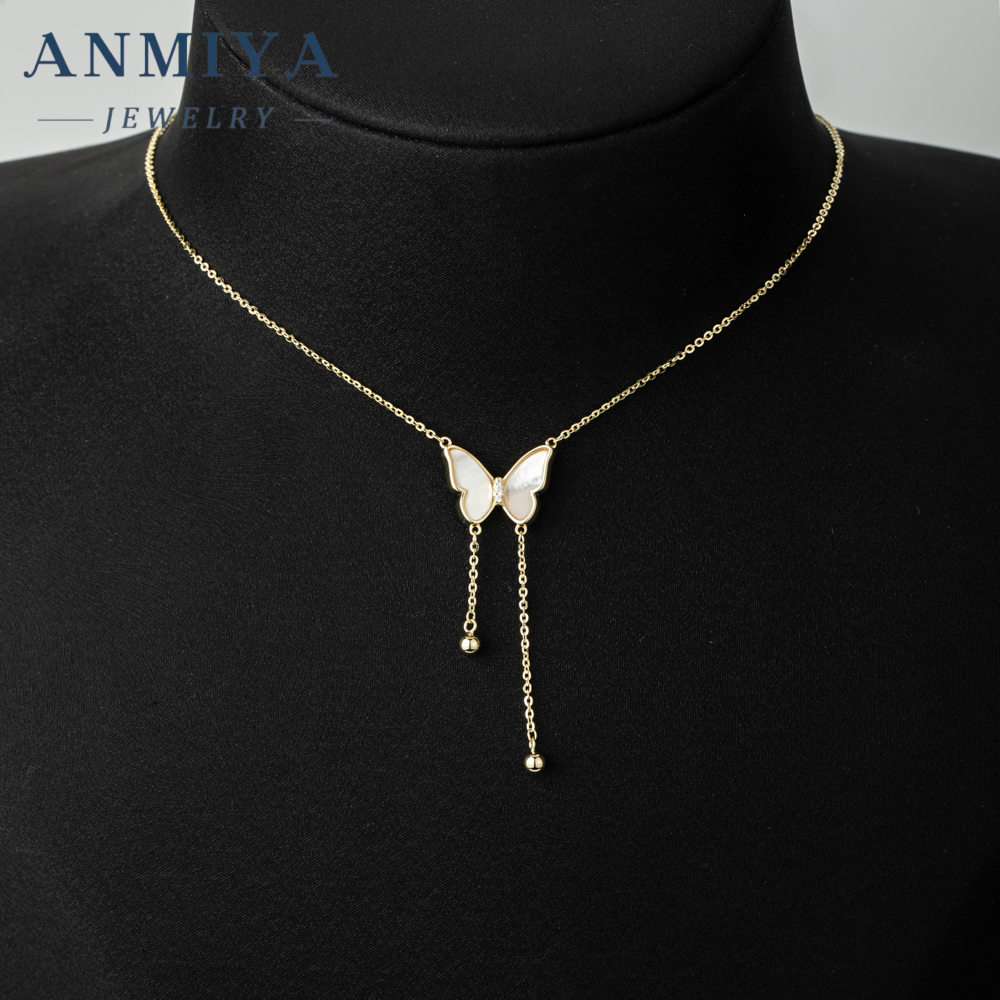 Butterfly Design Jewellery Fashionable Zircon 925 Sterling Silver Chain Necklaces Customized Girl Pendant Necklace