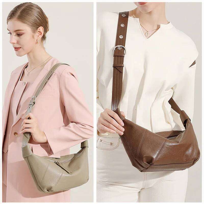 Famicare 2025 Genuine Leather Crossbody for Women Simple Dumpling Style Fashion Shoulder Bag Hobos Messenger Handbag